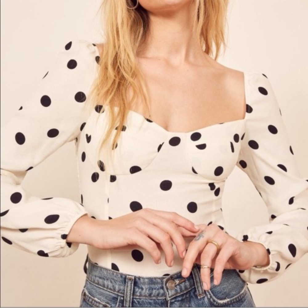 Reformation Polka Dot Puff Sleeve Top
